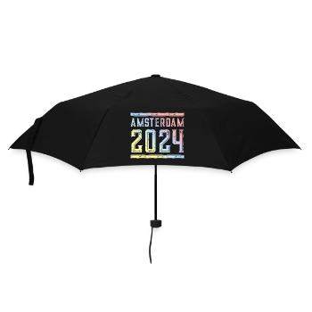 Amsterdam 2024 Bunt - Regenschirm (klein) - Schwarz - Vorne