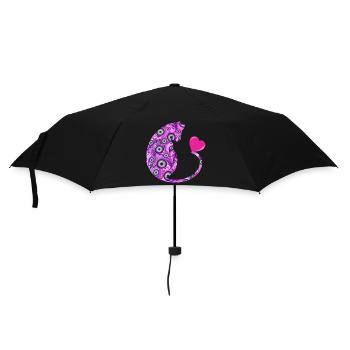 katze mit herz e 6 - Regenschirm (klein) - Schwarz - Vorne