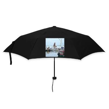 Promenade dans le port aux Pays-Bas - Parapluie standard - noir - Devant
