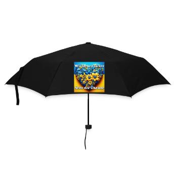 Wir stehen an der Seite der Ukraine♥ - Regenschirm (klein) - Schwarz - Vorne
