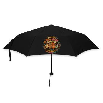 Poule Humour Rétro Groovy Cadeau Fermière - Parapluie standard - noir - Devant