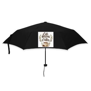 Life_Begins_After_Coffee.png - Regenschirm (klein) - Schwarz - Vorne