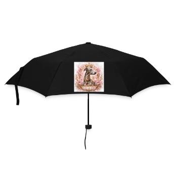 Royal Greyhound Portrait with Crown - Umbrella (small) - black - Front