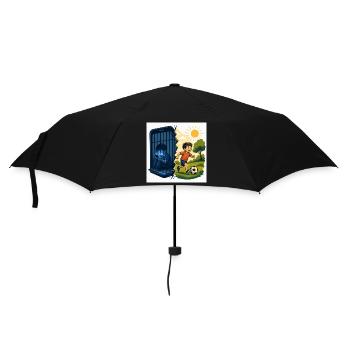 Kontrast der Freiheit: Kinderspiel in der Sonne - Regenschirm (klein) - Schwarz - Vorne
