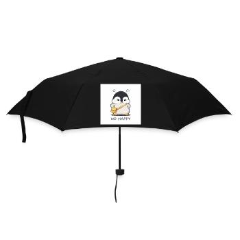 No Happy Pinguin mit Gelber Tasche - Regenschirm (klein) - Schwarz - Vorne