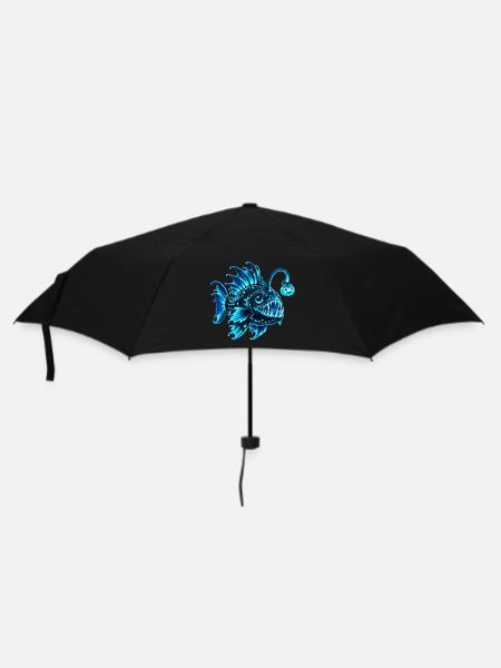 Blauer biolumineszenter Laternenfisch - Regenschirm (klein) - Schwarz