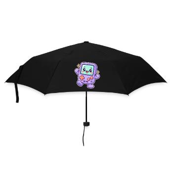 Happy Retro Gaming Console – Süßer Pastell-Gamer - Regenschirm (klein) - Schwarz - Vorne