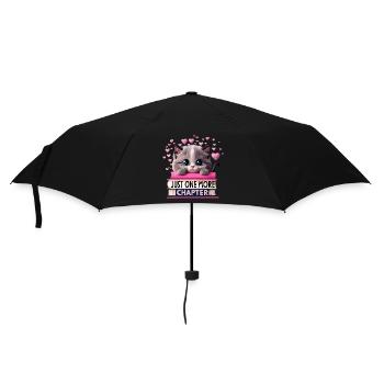 Nur noch ein weiteres Kapitel, Bücherwurm Katze - Regenschirm (klein) - Schwarz - Vorne