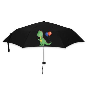 Kleiner Dino mit Luftballons - Regenschirm (klein) - Schwarz - Vorne