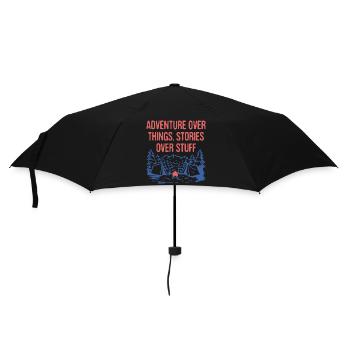 Adventure Over Things Stories Over Stuff Camping - Regenschirm (klein) - Schwarz - Vorne