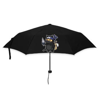 Humor Cute Cat Kawaii Chibi as Ninja Cat - Umbrella (small) - black - Front