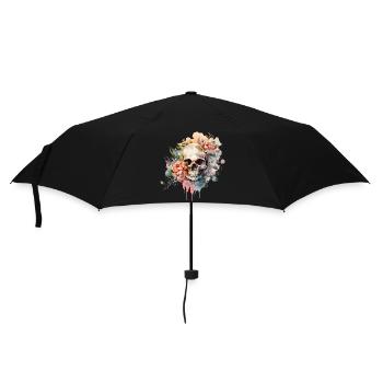Skull with flowers - Skull Dia De Los Muertos - Umbrella (small) - black - Front
