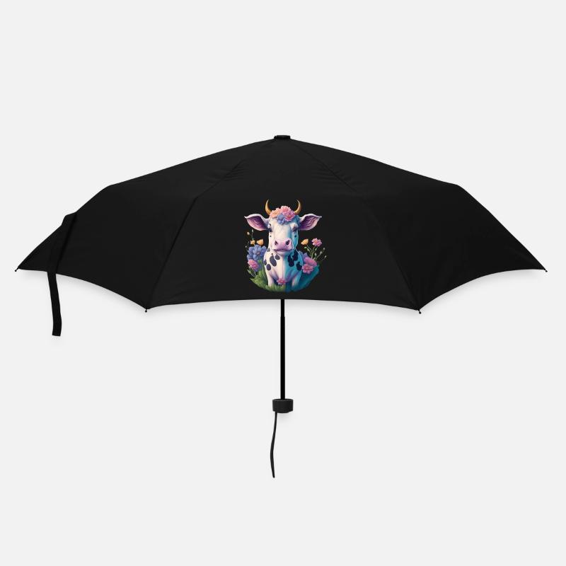 Kuh - Regenschirm (klein) - Schwarz