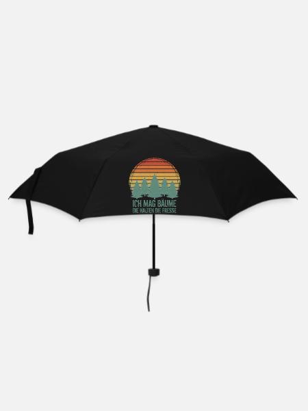 Ich mag Bäume Die halten die Fresse - Regenschirm (klein) - Schwarz