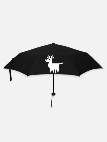 Reindeer Rudolf L white with neon pink nose - Umbrella (small) - black