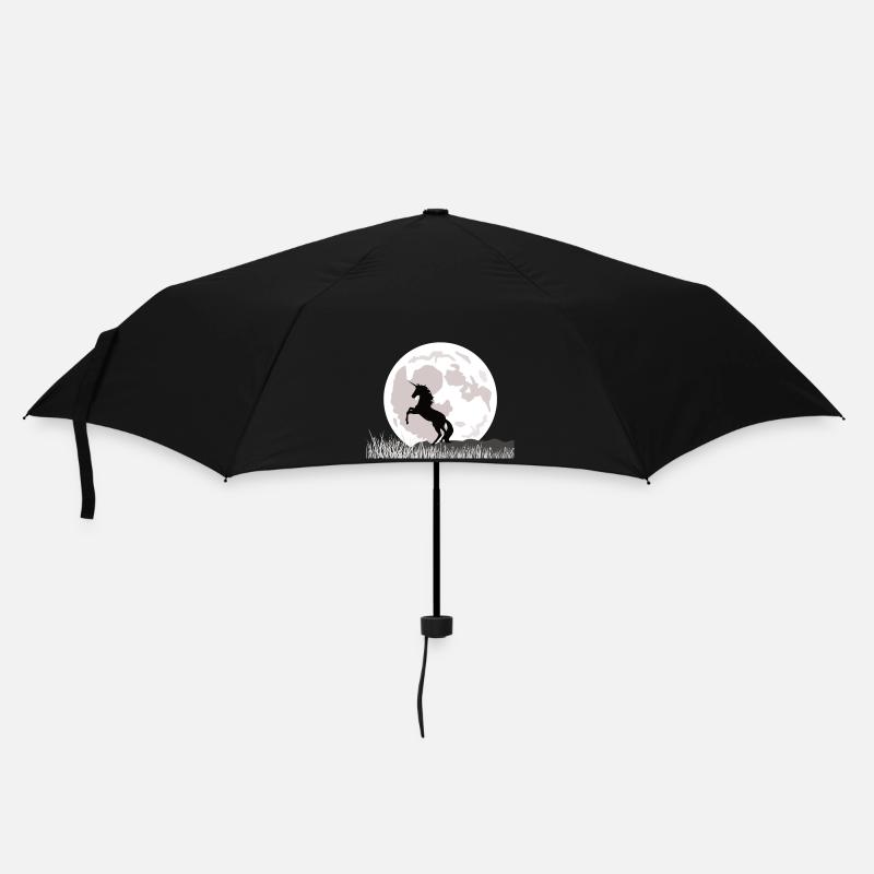 Licorne au clair de lune sur un paysage herbeux - Parapluie standard - noir