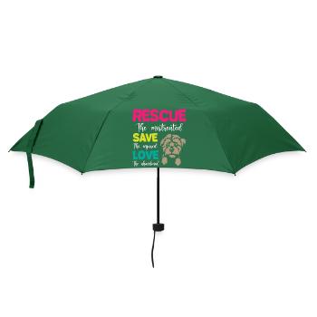 Rescue Save Love Dogs - Regenschirm (klein) - Flaschengrün - Vorne