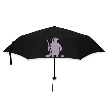 Minimalistische Pinguin Eishockey Silhouette - Regenschirm (klein) - Schwarz - Vorne