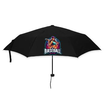 Baseball-Königin Weibliche Athletin Design - Regenschirm (klein) - Schwarz - Vorne