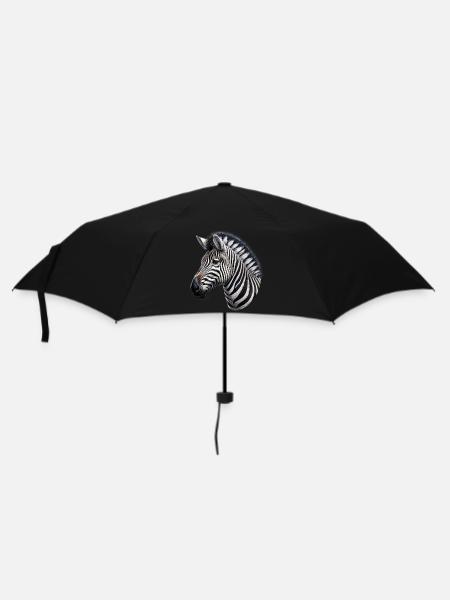 Zebra - Regenschirm (klein) - Schwarz