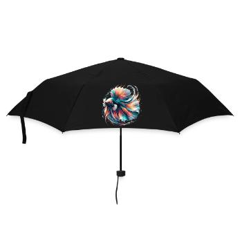 Leuchtender Betta Splendens, Kampffsich bunt - Regenschirm (klein) - Schwarz - Vorne