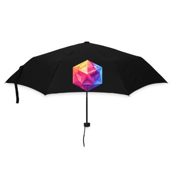 Geometrischer W20 Würfel – Buntes RPG Design - Regenschirm (klein) - Schwarz - Vorne