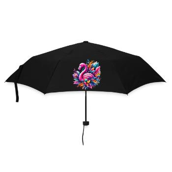Flamingo - Regenschirm (klein) - Schwarz - Vorne