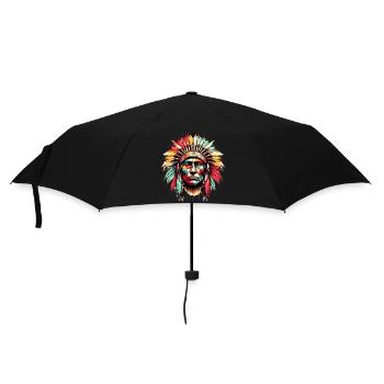 Amerikanischer Indianer Amerikaner - Regenschirm (klein) - Schwarz - Vorne