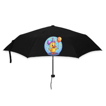 Ente Geburtstag Comic - Regenschirm (klein) - Schwarz - Vorne