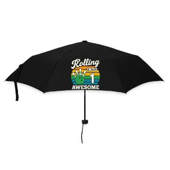 Bowling Into 1st Birthday - Umbrella (small) - black - Front