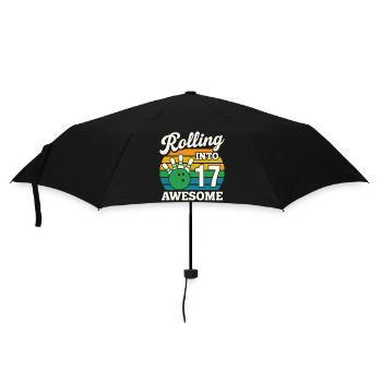 Retro Bowling 17. Geburtstag T-Shirt - Regenschirm (klein) - Schwarz - Vorne