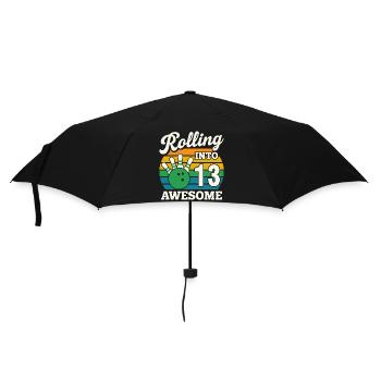 Retro Bowling 13. Geburtstag T-Shirt - Regenschirm (klein) - Schwarz - Vorne