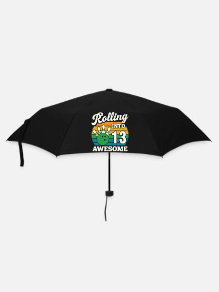 Retro Bowling 13th Birthday Tee - Umbrella (small) - black