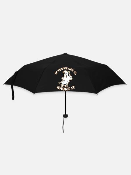 Verspieltes Geistermotiv mit Spruch - Regenschirm (klein) - Schwarz