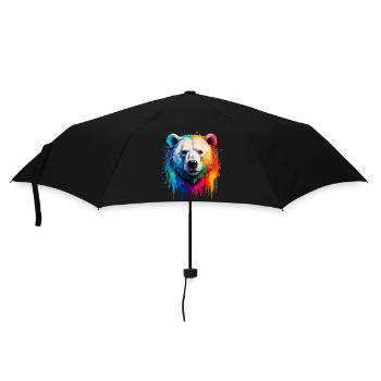 Bunter Eisbärenkopf mit Farbverlauf - Regenschirm (klein) - Schwarz - Vorne