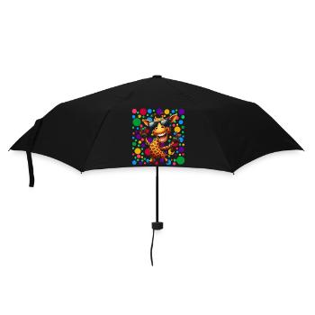 Cool Giraffe Cartoon – Colourful Polka Dot Fun - Umbrella (small) - black - Front