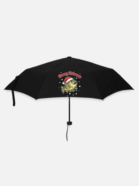 Merry Fishmas Funny Angler Saying Christmas - Umbrella (small) - black