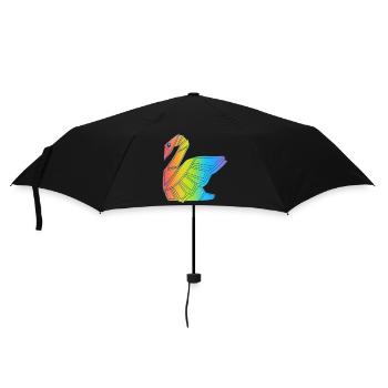 Regenbogen-Schwan - Regenschirm (klein) - Schwarz - Vorne