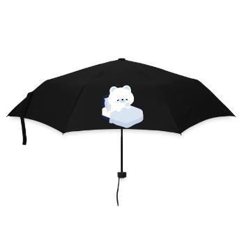 Verträumter Eisbär auf kuscheligem Bett - Regenschirm (klein) - Schwarz - Vorne