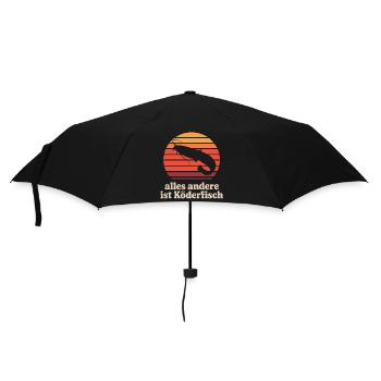 Wallerfischen_alles_andere_ist_Koederfisch_03 - Regenschirm (klein) - Schwarz - Vorne