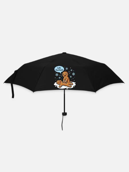 Leb Kuchen Lustiges deutsches Lebkuchen-Wortspiel - Regenschirm (klein) - Schwarz