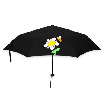 Biene die zur Blüte fliegt - Regenschirm (klein) - Schwarz - Vorne