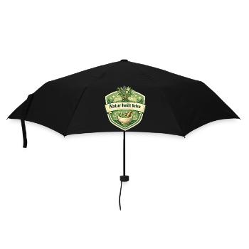 Natur heilt leise Kräuterlogo - Regenschirm (klein) - Schwarz - Vorne
