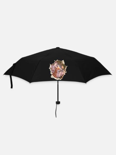 Fuchs mit Schmetterling - Regenschirm (klein) - Schwarz