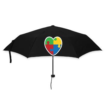 Autism Heart Puzzle - Umbrella (small) - black - Front