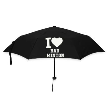 I love badminton heart - Umbrella (small) - black - Front