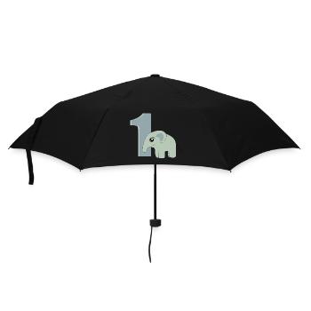1. Geburtstag Zahl 1 Elefant Baby - Regenschirm (klein) - Schwarz - Vorne