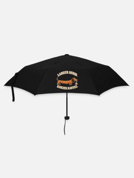 Dackel mit Espresso – Langer Hund, kurzer Kaffee - Regenschirm (klein) - Schwarz