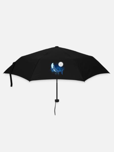 Blue Whale with Moon - Umbrella (small) - black