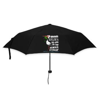 Frosch und Storch - Niemals Aufgeben - Spruch - Regenschirm (klein) - Schwarz - Vorne